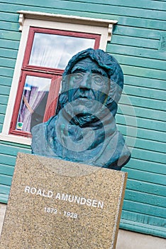 Statue of Roalf Amundsen in Tromso, Norway.