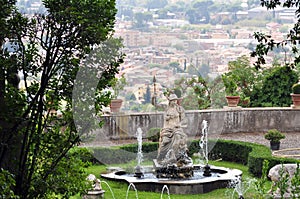 the statue of Roma Vittoriosa at Villa d`este Tivoli. Rome