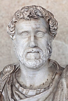 Statue of Roman Emperor Antoninus Pius at Ancient Agora in Athens, Greece