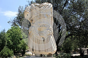 The statue of the Roman Emperor Hadrian at the Ancient Agora in Athens, Greece