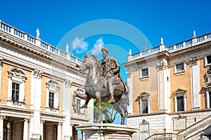 Statue of Roman Emperor Marcus Aurelius at Piazza del Campidoglio in Rome