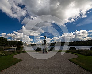 Statue at the Royal Garden`s Palace in Drottningholm
