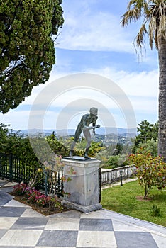 Statue of the Runner in Achilleion palace in Gastouri, Corfu island in Greece photo