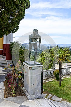 Statue of the Runner in Achilleion palace in Gastouri, Corfu island in Greece photo