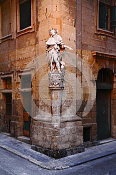 Statue of S.Luigi in Valletta city in Malta