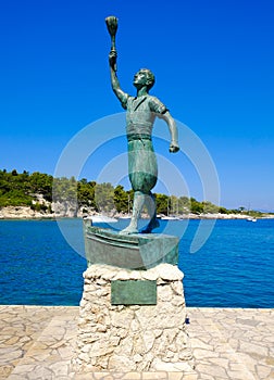 The statue of the Sailors in Paxos island, Greece