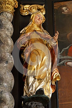 Statue of Saint, altar of Saint Francis Borgia in the Church of Saint Catherine of Alexandria in Zagreb