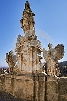 Town Kutna Hora, statue saint Anne, Unesco. Holy Virgin Great Virgin Anne blessed.