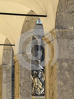 Statue of Saint Benedict, in the Benedictine Abbey of Monte Cassino, Italy photo