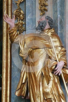 Statue of saint in the church of Immaculate Conception in Lepoglava, Croatia