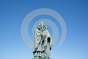 Statue of Saint Cyril and Methodius, Radhost hill, Beskids, Czech republic / Czechia