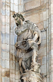 Statue of Saint on the facade of the Milan Cathedral