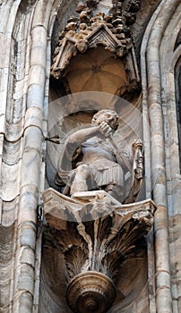 Statue of Saint on the facade of the Milan Cathedral