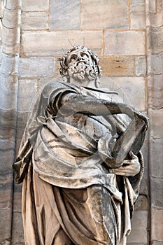 Statue of Saint on the facade of the Milan Cathedral