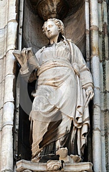 Statue of Saint on the facade of the Milan Cathedral