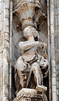 Statue of Saint on the facade of the Milan Cathedral