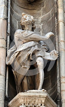 Statue of Saint on the facade of the Milan Cathedral