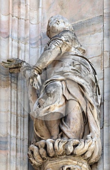 Statue of Saint on the facade of the Milan Cathedral