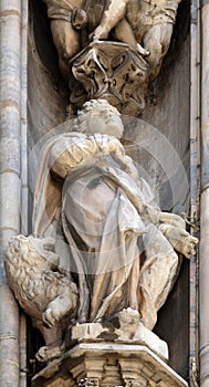 Statue of Saint on the facade of the Milan Cathedral