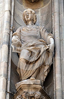 Statue of Saint on the facade of the Milan Cathedral