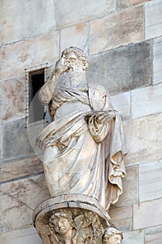 Statue of Saint on the facade of the Milan Cathedral