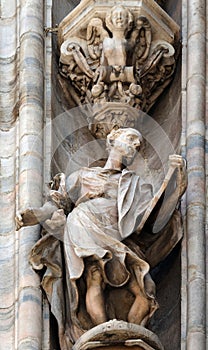 Statue of Saint on the facade of the Milan Cathedral