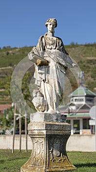 Statue of Saint Jerome, near the Danube River, Wachau Valley, Krems, Austria.