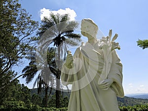 Statue of Saint Joseph on a country house garden