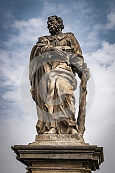 Statue of Saint Jude Thaddeus, Charles Bridge, Prague, Czech Republic.