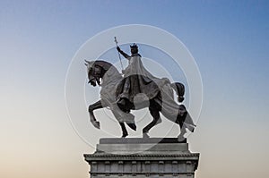 A Statue of Saint Louis on a horse stands in Forest Park, St. Louis Missouri