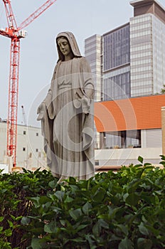 Statue of Saint Mary at Saint Mary`s Cathedral, Winnipeg, Manitoba, Canada