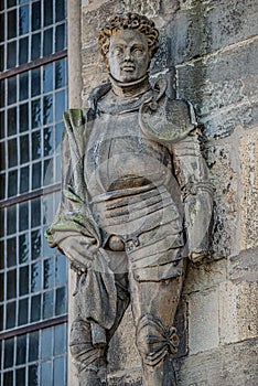 Statue of Saint Maurice black Knight in Magdeburg Cathedral as Roman soldier from Thebes in 13 century, Magdeburg, Germany,