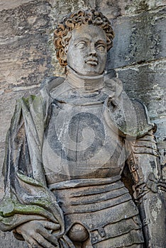 Statue of Saint Maurice black Knight in Magdeburg Cathedral as Roman soldier from Thebes in 13 century, Magdeburg, Germany,