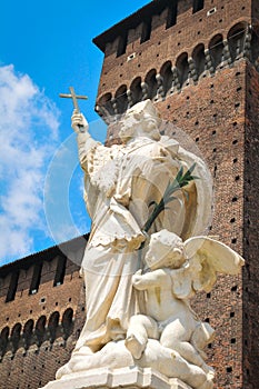 Statue of a saint in Milan, Italy