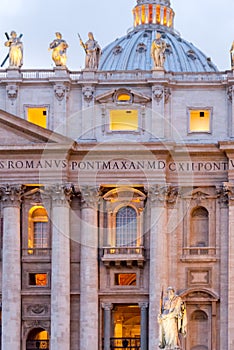 Statue of Saint Paul the Apostle in front of the facade of St. Peter`s Basilica II.