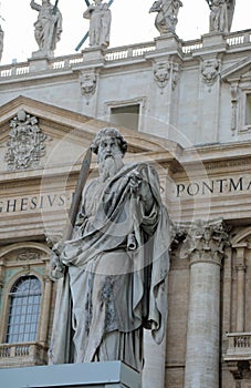 statue of Saint Paul in the square of Saint Peter in the Vatican