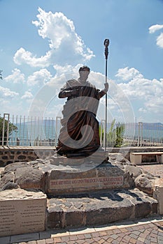 The statue of Saint Peter at Capharnaum, Israel