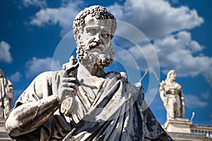 Statue of Saint Peter holding a key in Vatican, Rome, Italy