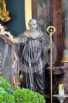 Statue of Saint in the Saint Lawrence church in Denkendorf, Germany