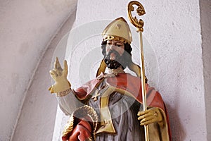 Statue of Saint in the Saint Lawrence church in Kleinostheim, Germany