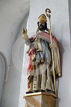 Statue of Saint in the Saint Lawrence church in Kleinostheim, Germany