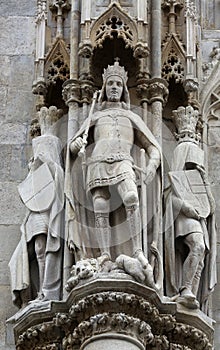 Statue of saint at St Stephen`s Cathedral in Vienna