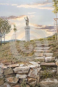 Statue of saint Urban in vineyards