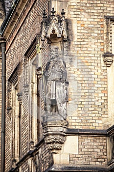 Statue of the Saint Vaclav on the corner of building