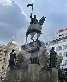 Statue of Saint Wenceslas at Wenceslas Square in Prague, Czech Republic