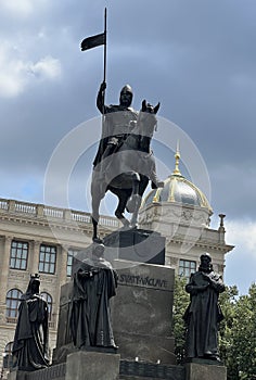 Statue of Saint Wenceslas at Wenceslas Square in Prague, Czech Republic