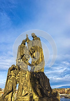 Statue of Saints Cyril and Methodius on Charles Bridge in Prague