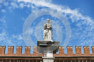 The statue of San Vitale rises in Piazza del Popolo in Ravenna photo