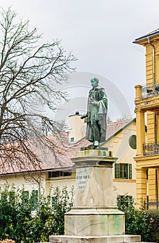 Statue of Sandor Kisfaludy 1772 â€“ 1844 was a Hungarian lyric poet, Balatonfured