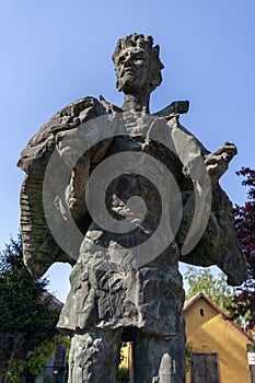 Statue of Sandor Petofi in Szalkszentmarton, Hungary